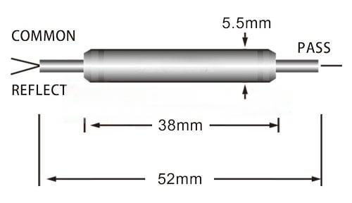 1x2 CWDM Single Channel 20nm Channel Spacing Dimension Drawing