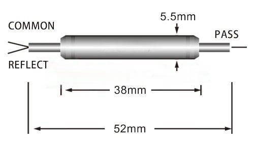 1x2 DWDM Single Channel 100Ghz Channel Spacing Dimension Drawing
