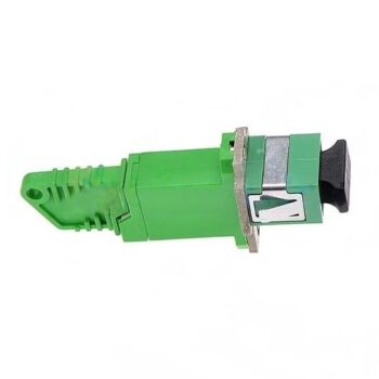 E2000/APC Female To SC/APC Female Hybrid Simplex Singlemode Fiber Optic Adapter With Flange