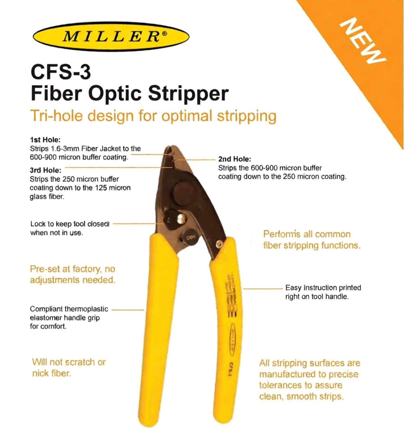 Miller CFS-3 Three-Hole Fiber Optic Stripper Datasheet