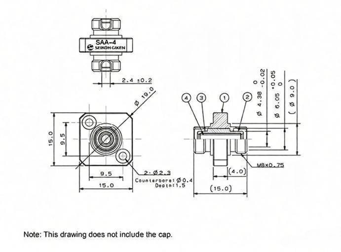 Seikoh Giken SAA-4 FCUPC Fiber Adapter Dimension Figure